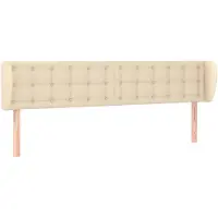 vidaXL Hoofdbord met randen 163x23x78/88 cm stof crèmekleurig