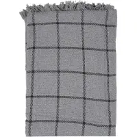 Clayre & Eef Plaid 125x150 cm Grijs Katoen Strepen Deken Grijs Deken