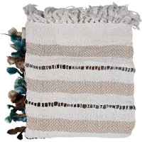 Clayre & Eef Plaid 125x150 cm Beige Katoen Strepen Deken Beige Deken