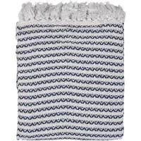 Clayre & Eef Plaid 125x150 cm Beige Blauw Katoen Zigzag Deken Beige Deken