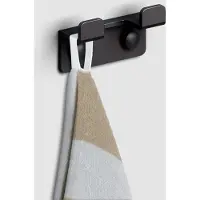Clou Fold dubbel handdoekhaakje zwart mat
