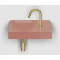 Clou Vale keramische fontein 38cm met kraangat rechts roze mat