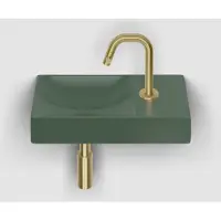 Clou Vale keramische fontein 38cm met kraangat rechts groen mat
