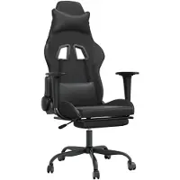 vidaXL Gamingstoel met massagefunctie en voetsteun, zwart, kunstleer