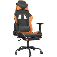 vidaXL Gamestoel met voetensteun kunstleer zwart en oranje