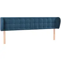 vidaXL Hoofdbord met randen 163x23x78/88 cm fluweel donkerblauw