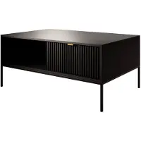 Meubella Navil salontafel met lade hotel chique mat zwart goud