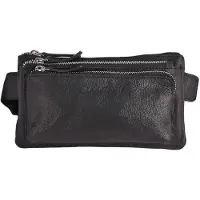 Landley Leren Heuptas met 3 ritsen Unisex Fanny Pack Zwart