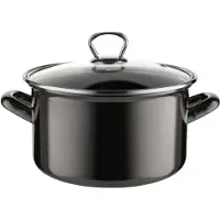 Emalia Metalico geëmailleerde kookpan inclusief gehard glazen deksel 20 cm 3.3 Liter grafiet