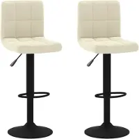 The Living Store Barkruk - Fluweel - 40x47x(90-111) cm - Crème - Montage vereist - 2 stuks
