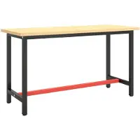 The Living Store Werkbankframe - Metaal - 140 x 50 x 79 cm - Gepoedercoat - Matzwart/Matrood