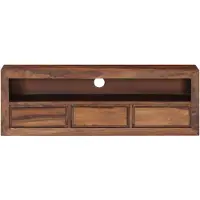The Living Store Houten TV-kast - Sheeshamhout - 120x30x40 cm - Met 3 lades en 1 vak