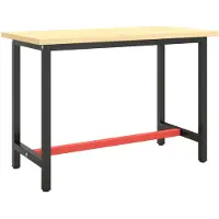 The Living Store Werkbankframe - Metaal - 110x50x79 cm - Gepoedercoat - Gaten - Zwart/Rood