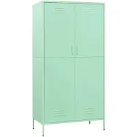 The Living Store Kledingkast - Mint - Staal - 90 x 50 x 180 cm - Verstelbare schappen