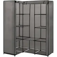 The Living Store Hoekrek Kledingkast - 130 x 87 x 169 cm - Grijs - IJzeren frame