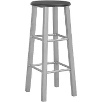 The Living Store Stalen barkrukken - set van 2 - 30x30x70 cm - ingebouwde voetensteunen - zwart/zilver - max - 110 kg