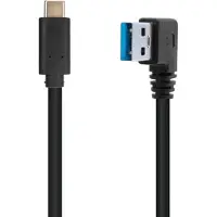 Dolphix USB-C naar USB-A haaks (links) kabel - USB3.0 - tot 0,9A / zwart - 0,20 meter