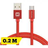 Swissten Korte Micro‑USB Oplaadkabel 20 cm – voor Samsung, Android, Powerbank & PS4 Controller – USB‑A Kabel – Rood