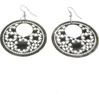 Behave Oorbellen hangers rond grijs 6 cm