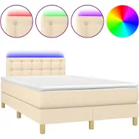 vidaXL Boxspring met matras en LED stof crèmekleurig 120x200 cm
