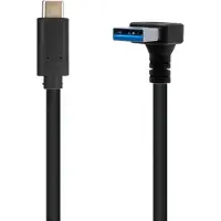 Dolphix USB-C naar USB-A haaks (beneden) kabel - USB3.0 - tot 0,9A / zwart - 0,20 meter