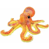 Wild Planet Wildplanet Pluche octopus - knuffelvis - oranje glitter - 25 cm - zeedier knuffel