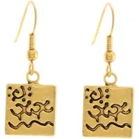 Behave - Dames oorbellen - Goudkleur vierkant hanger - Boho chic 3,5 cm