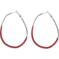 Behave - Oorringen rood zilverkleur trendy statement 6,5 cm