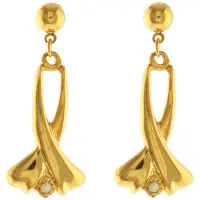 Behave - Dames oorbellen - Goudkleur hanger bloemstijl elegant - 4 cm