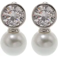 Behave - Oorbel steker zilverkleur cubic zirconia chique parel 28mm