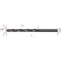 Beta Spiraalboren, lange uitvoering HSS volledig geslepen gebruneerd 412L 6,50 - 004120250