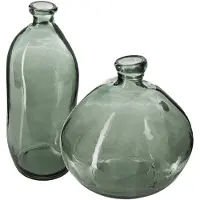 Atmosphera bloemenvazen set - 2x - groen - organische vorm - glas - Vazen