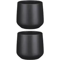 Mica Decorations 2x stuks bloempot mat antraciet grijs keramiek voor kamerplant H13.5 x D14 cm - Plantenpotten