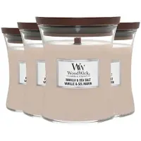 Woodwick 4x Geurkaars Medium Vanilla & Sea Salt 275 Gr