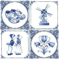 Ambiente Delfts blauw thema servetten - 60x stuks -33 x 33 cm - Holland - Feestservetten