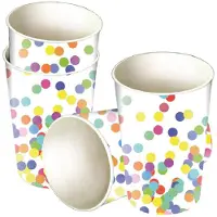 Haza 32x Kartonnen confetti thema feest bekers 250 ml - Feestbekertjes