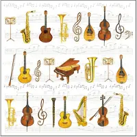 Ambiente 40x Tafel diner/lunch servetten 33 x 33 cm muziek instrumenten print - Feestservetten
