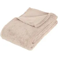 Atmosphera Fleece deken/fleeceplaid beige 130 x 180 cm polyester - Plaids