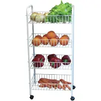 Spirella MSV Keuken/badkamer trolley - metaal - wit - met wielen - 41 x 26 x 78 cm - Opberg trolley