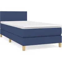 vidaXL Boxspring met matras stof blauw 80x200 cm