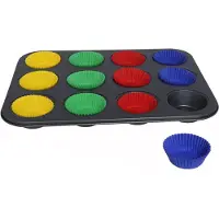Gerimport Muffins en cupcakes bakken bakvorm/bakblik 35 x 26 cm - voor 12x stuks - Muffinvormen / cupcakevormen