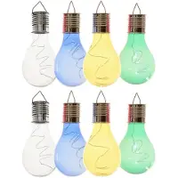 Lumineo 8x Buitenlampen/tuinlampen lampbolletjes/peertjes 14 cm transparant/blauw/groen/geel - Buitenverlichting