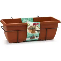 Forte Plastics 1x Balkon/schutting plantenbak/bloembak terracotta 50 cm met hanger - Plantenbakken