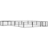 vidaXL Hondenkennel 16 panelen 100x50 cm gepoedercoat staal zwart