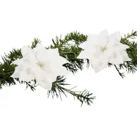 Cosy & Trendy 2x stuks kerstboomversiering op clip witte besneeuwde bloemen 15 cm - Kersthangers