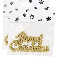 Cosy & Trendy 12x stuks Merry Christmas kersthangers goud van kunststof 10 cm - Kersthangers