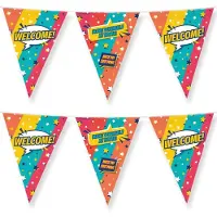 Paper Dreams 3x Stuks Paperdreams Vlaggenlijn - Welkom feest- 10m - diverse kleuren - folie - Vlaggenlijnen