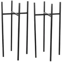 Mica Decorations 2x stuks zwart ijzeren plantenkrukje/planten standaard Ascot 24 x 24 x 16 cm woonaccessoires/woondecoraties - Plantensta