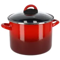 Magefesa Rvs rode kookpan/soeppan met glazen deksel 20 cm 4,8 liter - Kookpannen