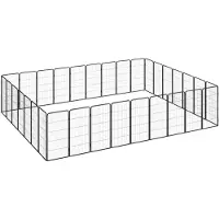 vidaXL Hondenkennel 32 panelen 50 x 100 cm gepoedercoat staal zwart